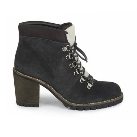 SOLD! DOLCE VITA Post Faux Shearling-Trim Suede Booties - Picture 2 of 12